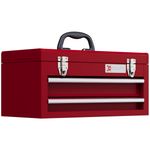 DURHAND Lockable 2 Drawer Tool Chest Ball Roller Cabinet Garage Storage Toolbox