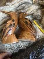 Vintage Mid Century Modern Wooden woodpeckers pair  