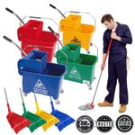20L Mop Bucket Set Floor Cleaning Wringer & Wheels Office School Commercial Use