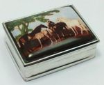 Vintage Sterling Silver Pill Box with Enamelled Horse Lid–H/M 2000 by Ari Norman