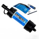 Sawyer Mini Water Filter Set Blue Survival Purification Straw for Camping Hiking