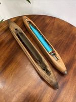 Antique Wooden Weaving Boat Shuttles x 2