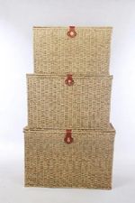 Woodluv Natural Seagrass Storage Trunk Linen Laundry Storage Basket Clothes,Toys