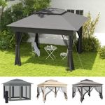 3 x 3(m) Garden Metal Gazebo Party Canopy Tent Shelter w/Net Curtain Refurbished