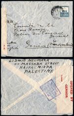 1943 Palestine Censored Cover, Haifa to Geneva, Red Cross Mail, WW2
