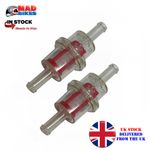 2 x Petrol In-Line Universal Clear Fuel Filters Fits 8mm Pipe Filter