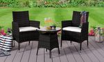 3PC Rattan Bistro Set Garden Patio Furniture - 2 Chairs & Coffee Table