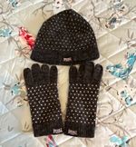 Lonsdale London Beanie Hat & Gloves Set S/M, Fair Isle Grey/White Warm 20% Wool