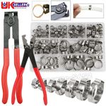 130/100PCS Assorted Single Ear Hose Clamps Stainless Steel O Fuel Pipe Clip Set