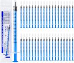 1Ml Syringes 40 Pack Colostrum Syringe Plastic Syringes with Cap,Disposable