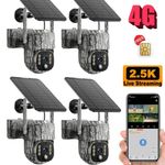 4G LTE Security Camera 2.5K with SIM Card Solar Power AI Trail Game Cam Hunting
