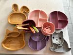 Bambino Bamboo Bamboo & Silicone Sectioned Baby Feeding Plates and Bowl Set