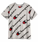 Vintage Champion Heritage Tee XL Grey All Over Script Logo Graphic T Shirt