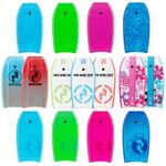 Two Bare Feet 37" XPE Slick Bodyboard - Adults & Kids Boogie Board with Leash