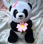 Plush Panda Soft Toy Holding Pink Flower Small 15-35cm Animal Plush