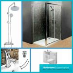 Sliding Door Shower Enclosure Suite with Bathroom Furniture Vanity WC Unit BTW