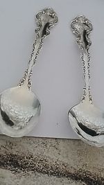 two solid silver tea spoons queens pattern Birmingham 1897 