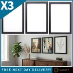 3 x A4 BLACK PICTURE FRAME WOOD HANGING PHOTO POSTER CERTIFICATE PACK OF 3 NEW