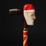 Handmade Santa Claus Christmas Walking Cane Candy Stick, Hand Carved