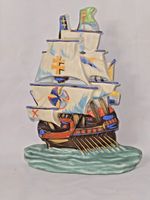 Art Deco Czech Ditmar Urbach Galleon Sailing Ship Wall Plaque from 1930s