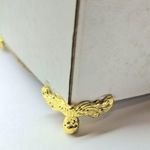 SMALL GOLD CHEST LEGS CORNER CIGAR BOX JEWELLERY STANDS PLATES H535