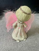 Light-Up Angel Figurine 8in White/Pink Glitter, Colour Changing LED Wings