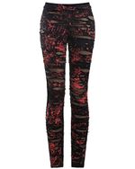 Punk Rave Womens Dieselpunk Goth Grunge Leggings Black Red Cross Torn Destroyed