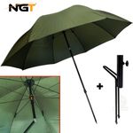 NGT 45" Khaki Green Umbrella Carp Fishing Brolly With Tilt  + Brolly Spike