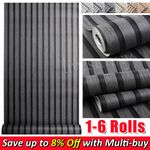 10M Roll Wooden Slat Panelling Wallpaper 3D Wood Panel Effect Stripes 1-6Rolls.