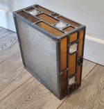 ORIGINAL 1920S ART DECO STAINED GLASS FACETED LARGE WALL,HALL LIGHT RECLAIMED 