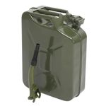 JERRY CAN 20L WITH SPOUT GREEN METAL PETROL DIESEL FUEL OIL STORAGE CAR 20LTR