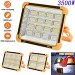 3500W Rechargeable LED Work Light Solar Cordless Portable Floodlight USB 4 Modes