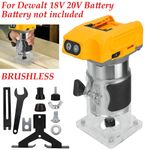 Cordless Router for Dewalt 18V/20V Battery, 30000RPM Brushless Wood Trimmer Tool