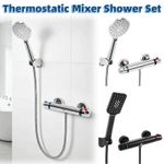 Bathroom Thermostatic Exposed Shower Mixer Round Square Head Bar Set Chrome New