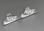 Nike Swoosh Silver Stainless Steel Earrings — Butterfly Back