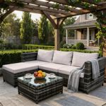 Rattan Garden Furniture Set Corner Sofa L-Shaped Seater Table Patio Chair Lounge