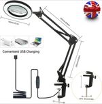 10X Magnifying Glass with Light and Stand LED Desk Lamp dimmable for Craft Hobby