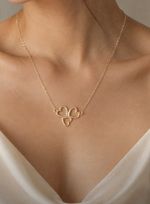 Solid 18ct Gold Triple Heart Dainty Necklace 18"