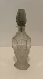 Perfume Bottle  Form-geblasenes Kristallglas Art Deco Faceted With Roses Antique