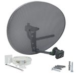 80cm zone 2 satellite dish & quad lnb + 20m Twin White  kit For Freesat / Sky HD