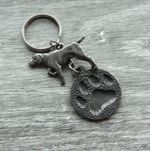 German Shorthaired Pointer and Dog Paw Print Pewter Keyring Pointer Owner Gift