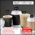 Double Wall Ripple Coffee Cups with Lids 8oz/12oz Eco-Friendly Insulated Durable