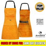 ArmaDEX Leather Apron Heavy Duty Welders Apron - Adjustable Straps Chest Pocket