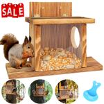 Carbonized Wood Squirrel Feeder Durable Squirrel House Box for Backyard Garden