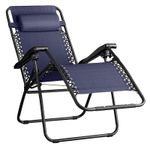 2 x RECLINING SUN LOUNGER OUTDOOR GARDEN FOLDING ZERO GRAVITY CHAIR ADJUSTABLE