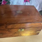 Antique Victorian Rosewood Writing Box Inlaid Desk Slope 19th Century,lock Damag