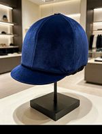 Adults Blue Velvet Equestrian Riding Hat Helmet, Velvet Material Riding Hats
