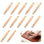 12 Pcs Mini Rolling Pin for Clay, Wooden Playdough 14*2 CM, Natural Wood