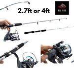 Dinomax Kayak Fishing Rod & Reel Combo 1 Piece Travel Holiday Rod - 2.7ft/4ft