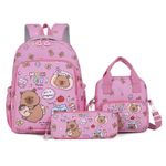 Capybara Colorful Backpack 3Pcs Set Student School Bag with Lunch Bag